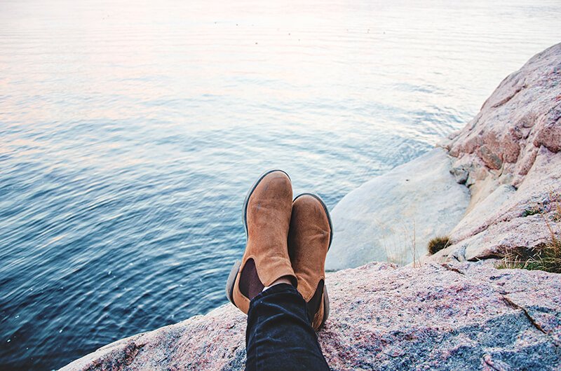 Relaxing with shoes up