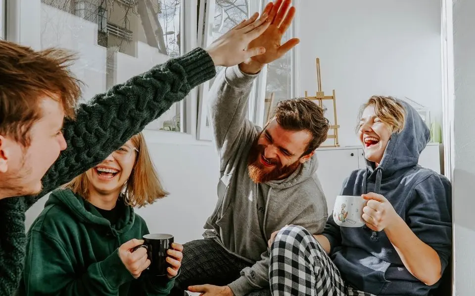 Group of friends laughing and hanging out